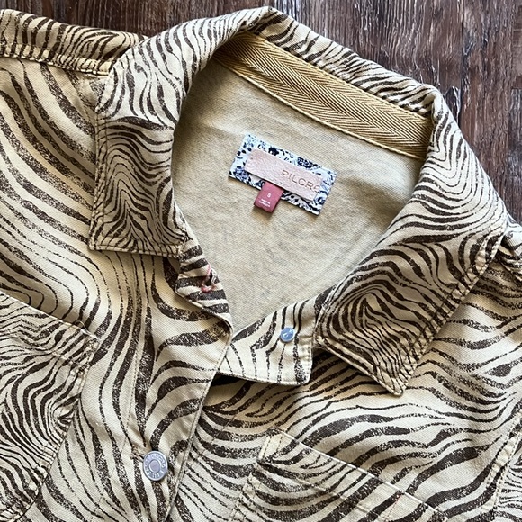 Pilcro Anthropologie Neutral Zebra Animal Print Long Sleeve Button Down Shacket - Picture 5 of 9